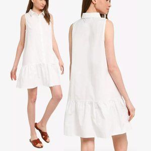 GAP Ruffle-Hem Cotton Shirt Dress With Pockets (White)